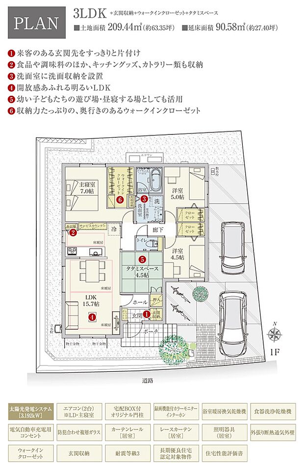 間取・外構植栽図は設計図書を基に描き起こしたもので実際とは多少異なる場合があります。 家具・家電・備品・車等は価格に含まれません。