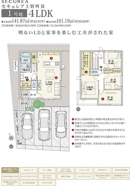 間取・外構植栽図は設計図書を基に描き起こしたもので実際とは多少異なる場合があります。 家具・家電・備品・車・自転車等は価格に含まれません。