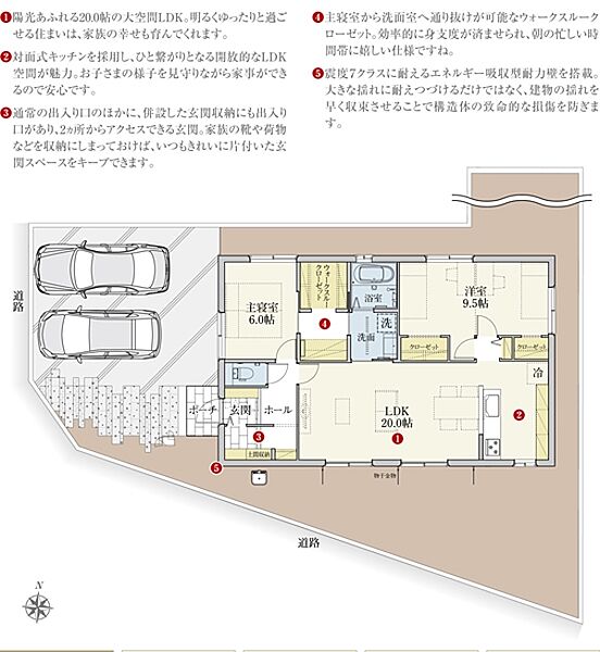 間取・外構植栽図は設計図書を基に描き起こしたもので実際とは多少異なる場合があります。 家具・家電・備品・車は価格に含まれません。