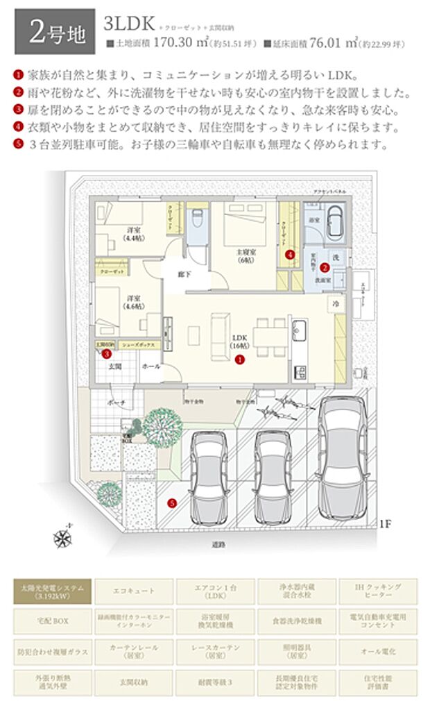 間取・外構植栽図は設計図書を基に描き起こしたもので実際とは多少異なる場合があります。 家具・家電・備品・車・自転車等は価格に含まれません。