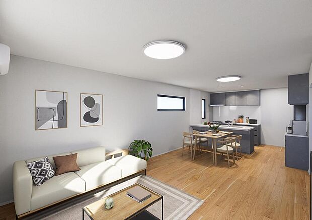 家具を置いてもご家族でのんびりとくつろげる広さ。明るく落ち着いた居心地の良い空間です。 ※設計図をもとに描き起こしたもので、実際とは異なる場合があります。また、掲載の具調度品等は実際にはございません。