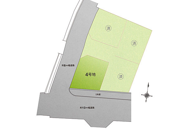 【全体区画図】2方向道路の開放感のある立地!