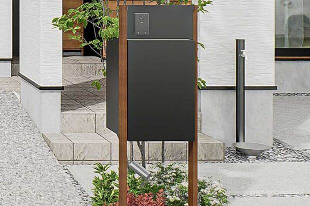【【宅配ボックス付きの機能門柱】】外出時でも荷物を受け取れる便利な宅配ボックス付きの機能門柱をご用意しました。