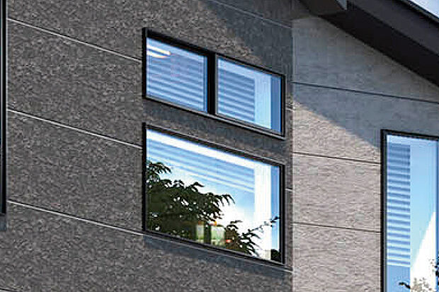 【【モダンな連窓】】採光性とともにデザイン性にも優れた連窓が、外観に印象的なアクセントをプラスします。※街並み完成予想図