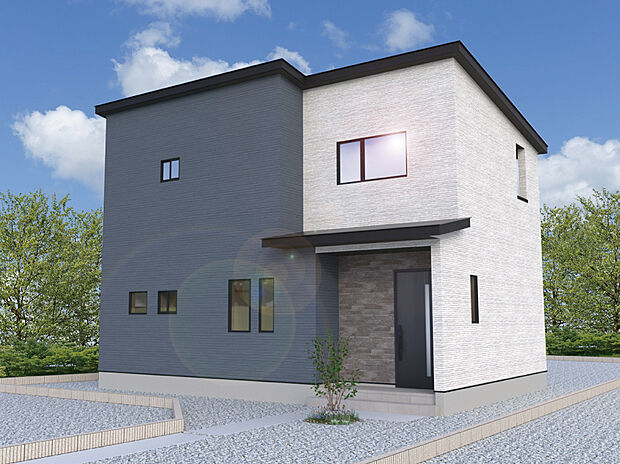 【2号棟 外観パース】LDKは南側に配置することで自然光が入りやすい間取り。リビングで過ごすことが多い方にオススメです♪
※画像は設計図面を基に作成したイメージです。