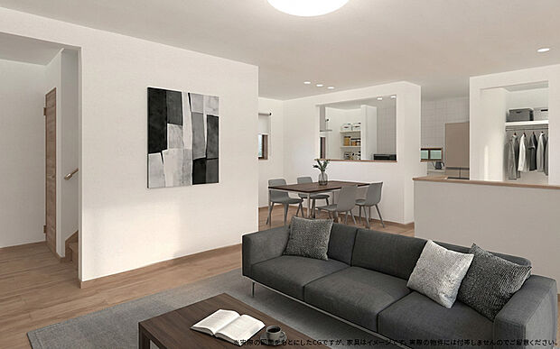 【2号棟 LDK イメージパース】
※画像は設計図面を基に作成したイメージです。