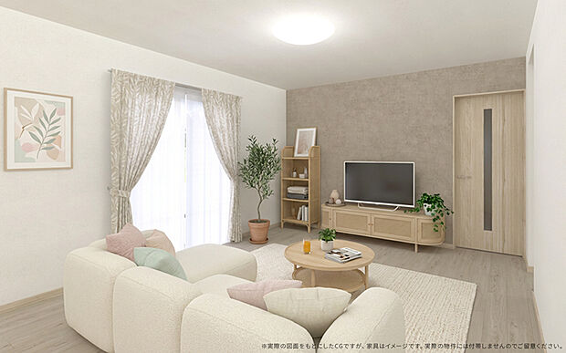 【1号棟 LDKイメージ】
※画像は設計図面を基に作成したイメージです。