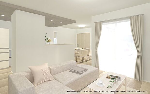 【LDK イメージパース】 ※画像は設計図面を基に作成したイメージです。