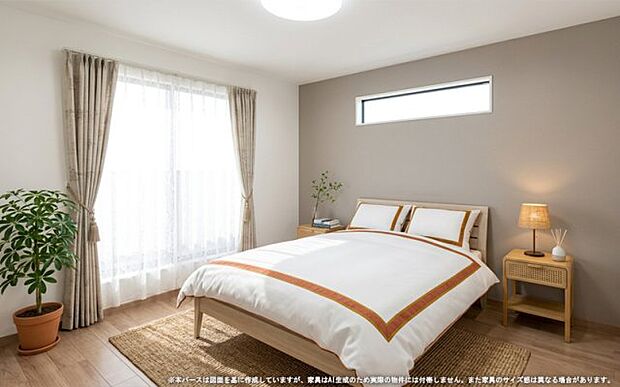 【主寝室 イメージパース】 ※画像は設計図面を基に作成したイメージです。