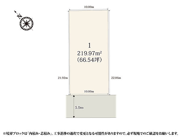 南北に奥行きのある敷地なので、建物スペースが配置しやすくなっております。