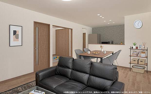 【【2号棟 リビング 内観パース】】LDKは南側に配置することで自然光が入りやすい間取り♪
リビングで過ごすことが多い方にオススメです♪