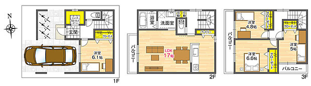 【【6号地/参考プラン】】2階に設けたLDKは約17.0帖。水回りも2階に集約し、家事動線をコンパクトに。パントリーやSCLなど収納豊富な4LDKプラン。建物価格 2180万円、建物面積101.07m2