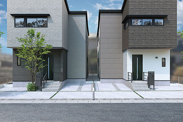 【【カースペース2台分】】各邸に2台分のカースペースをご用意しました。通勤や休日のお出かけ、お子様の送迎などに便利なほか、車がない時にはお子様のちょっとした遊び場としても活用できます。※2台目は軽自動車対応となります。