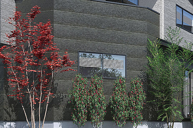 【【シンボルツリー】】外観の象徴ともなるシンボルツリーを植樹しています。年月と共に家族が成長し、家も味わいを増していく中で、木々も一緒に成長する楽しみがあります。