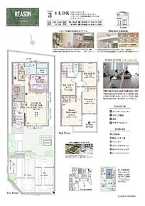 4LDK+ステージリビング+ウォークインクロゼットコーナー+パントリー+土間収納+階段下リネン庫+テラスバルコニー 