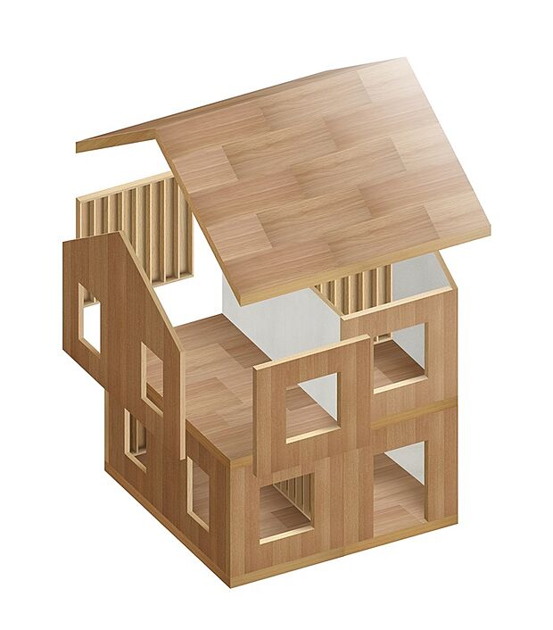 【木造枠組壁工法(2×4工法)】大震災に耐えた2×4住宅。
耐震性に加え耐火性・遮音性・断熱性にも優れており、主に2インチ×4インチの木材を使用し床・壁・天井の6 面体の壁で建物を支える工法。日本ツーバイフォー建築協会の調査によると、ツーバイフォー住宅のうち東日本大震災では98%、阪神淡路大震災でも96%が補修をしなくても継続して居住可能な状態である耐震性が実証された。(社団法人日本ツーバイフォー建築協会HP より抜粋)