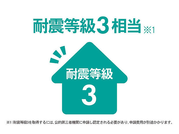 【◆耐震等級3相当】消防署・警察署など防災拠点と同等レベルの耐震基準に準じた、耐震等級3相当の安心構造です。