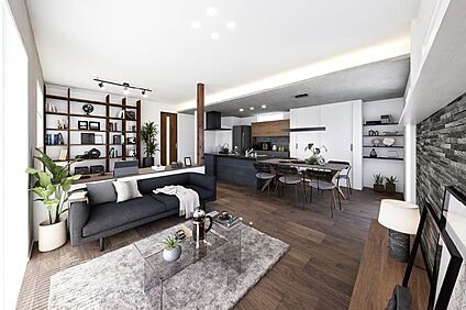 【開放的なステージリビング】