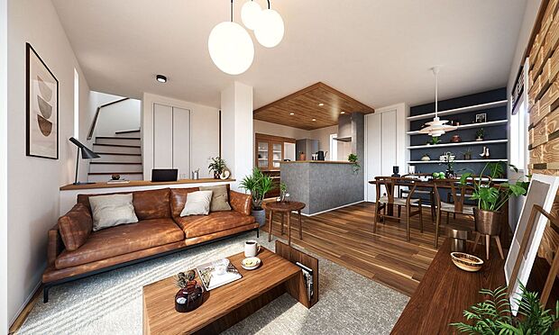 建物内観完成予想図/1号棟壁面にウッドパネル「木らめ木」を採用。木の質感がやわらかく広がり、空間に温もりと上質なアクセントを添えた。