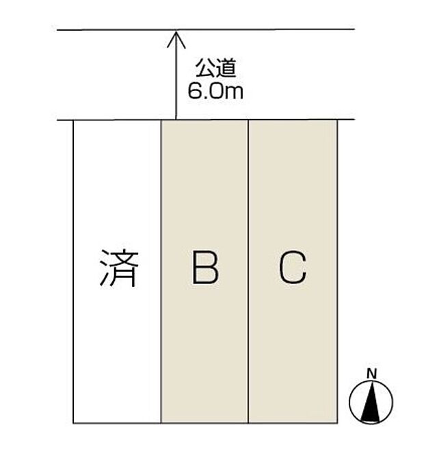 前面道路は6.0mあり、お車の出し入れラクラクです
※A棟は成約済みとなりました