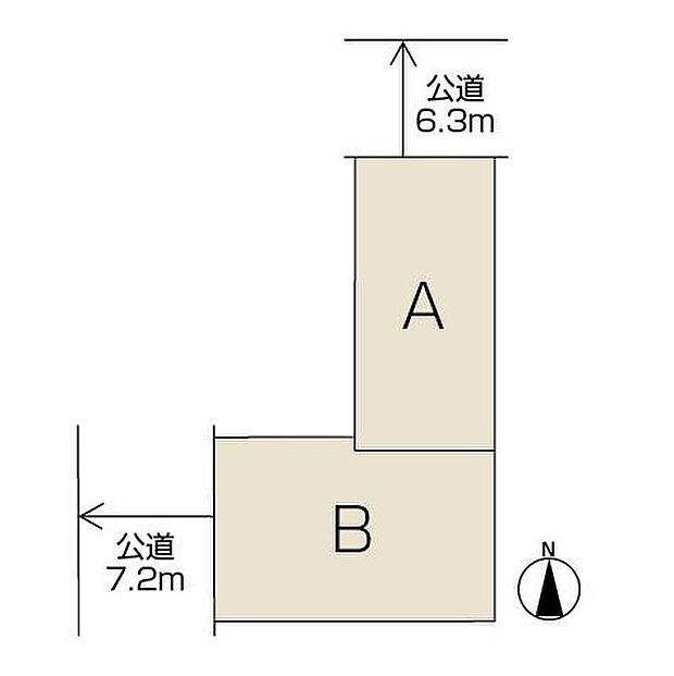 【全体区画図】幅員6ｍ以上のゆとりある公道に面した、開放感あふれる住環境。