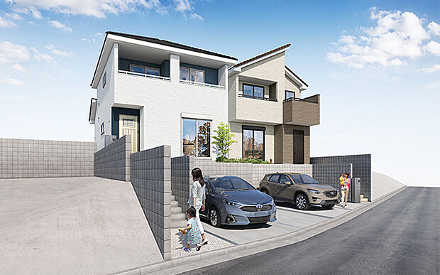 完成予想図：外観（1・2号棟）