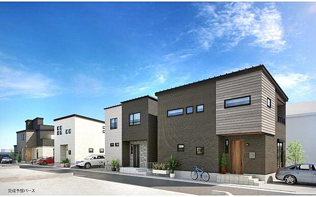 【【分譲地完成予想図】】●嬉しい設備仕様
標準仕様で「高気密高断熱+全熱交換型第一種24時間換気」完備しております。快適な生活をお過ごしいただけます。
※1,2,6,7,8号棟はスマートミラタウン仕様となります。