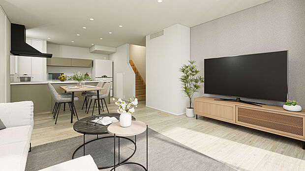 【No.4 LDK】随所に収納を配置した収納豊富なプラン。玄関、LDK、ホール、ファミリークローゼットまで、毎日の「これ、どこにしまおう?」を解決する、収納充実設計で、住空間はいつもスッキリ。