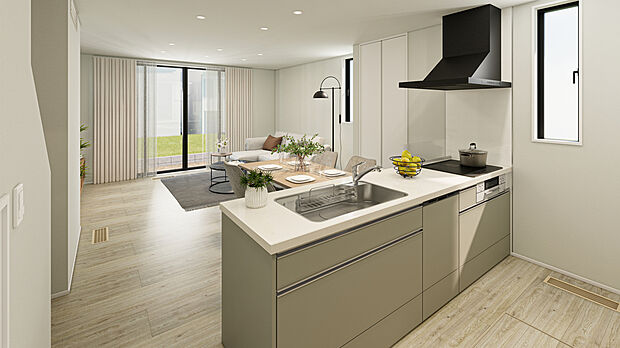 【No.4 LDK】リビングイン階段を設ける事で、毎日の「おかえり」や「おはよう」が自然と生まれる動線設計。毎日顔を合わせる安心感が、家族の絆を育てます。