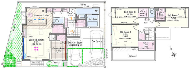【1号棟】4LDK(3LDK対応可 ※オプション)+土間収納+パントリー+3ウォークインクロゼットコーナー