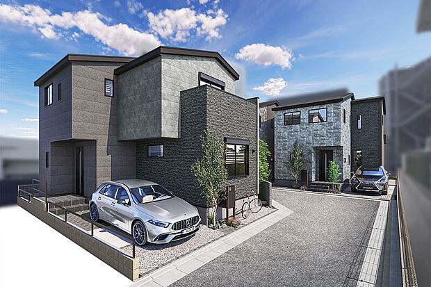 【重厚感のあるファサード】
グレイッシュな色彩を基調に、質感の異なる2種類の石目調のアクセントを採用。瑞々しい植栽に彩られながら重厚感が映える外観が確かな存在感を伝えます。