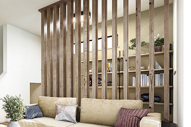 【【テキスタイルフロアの書斎スペース】】リビングの一角に多目的に利用できる便利なスペースを設計。家族の気配を感じられる、程よく囲まれた空間です。※号棟により採用状況が異なります。※画像はイメージです。