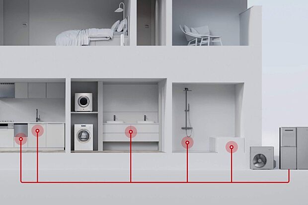 【【ウルトラファインバブル入りのお湯が家じゅうどこでもつかえる】キッチンやお風呂などお湯の配管がつながっている様々な場所へ、給湯器とリモコンの設置でウルトラファインバブル入りのお湯を送り出すことができます。