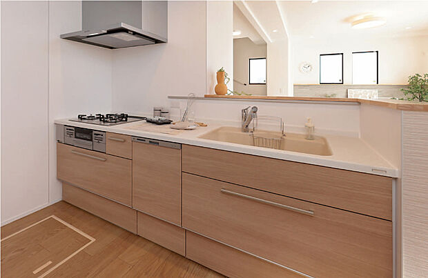 毎日使い続けるものだからこそ、使いやすさや居心地のよさにこだわっています。デザイン性はもちろん機能性も高く、家事をするたびに心から楽しくなるキッチン。お手入れも簡単です。