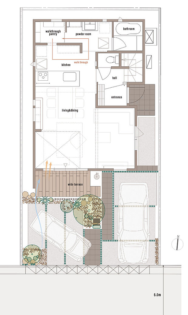 陽光とそよ風が心地いいプライベートな敷地空間