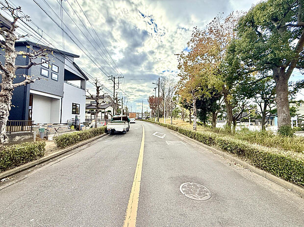 【前面道路含む現地写真】前面道路は、11.78mの公道、歩道2.5mに面しています。