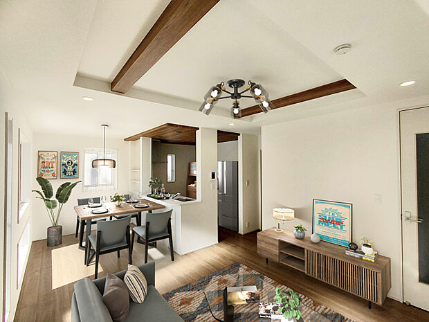 2号棟　リビング（バーチャル家具配置）　