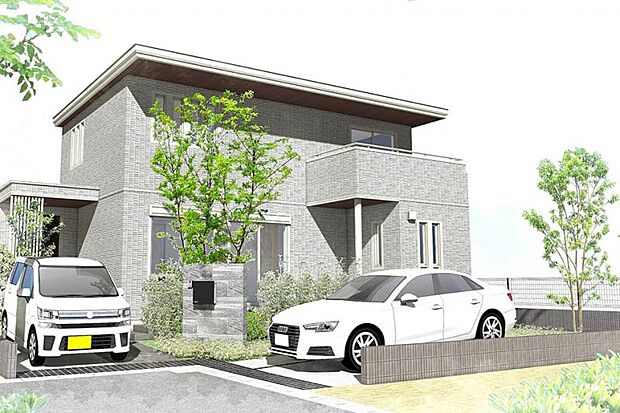 No.6_外観CG1 2台駐車が魅力の敷地。※画像は全てCGです。