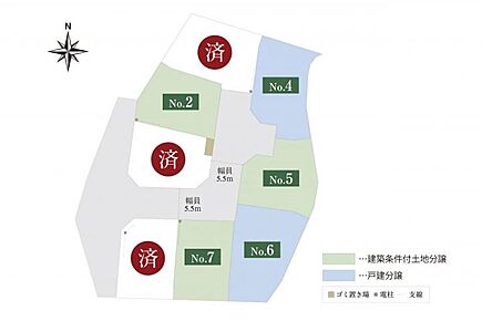 街区内に住民以外が入りづらい、安全に配慮した街区設計。全8区画。まちなみガイドラインで整った景観を維持できます。 
