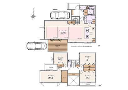 建物面積：171.98m2（車庫・駐輪場面積15.33m2・外部面積4.08m2含む） 
