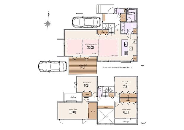 【3LDK+S】建物面積：171.98m2（車庫・駐輪場面積15.33m2・外部面積4.08m2含む）