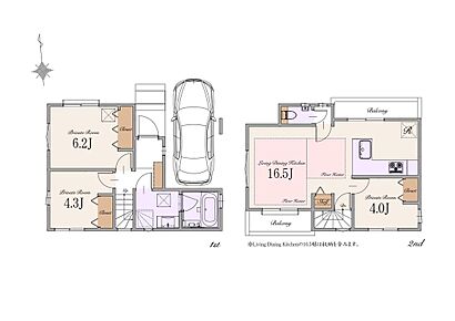 建物面積：83.58m2(車庫面積10.38m2・外部面積2.38m2含む) 