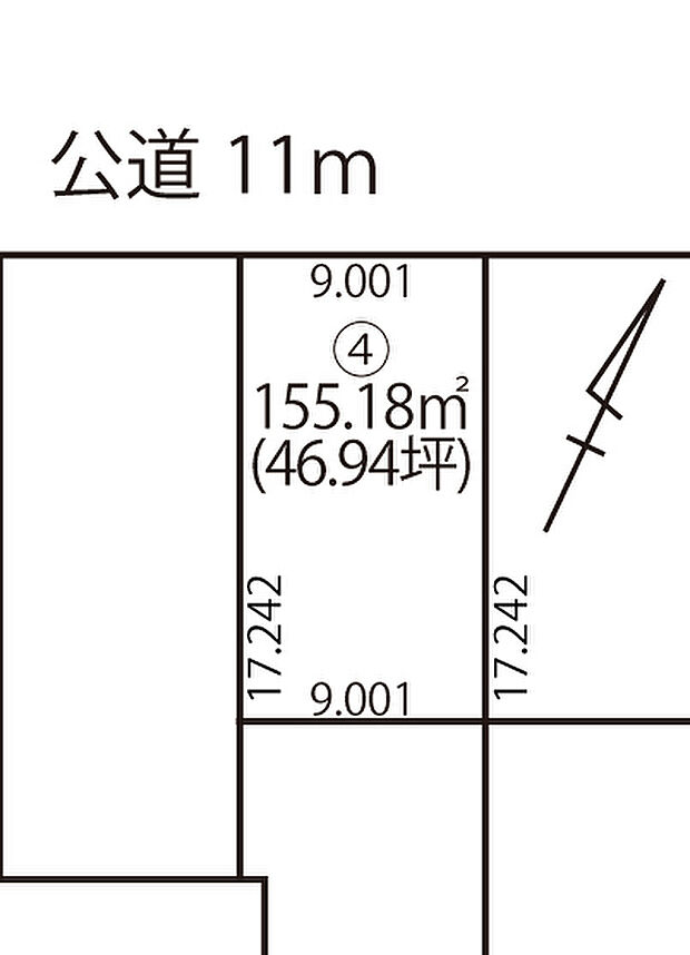 4号地は約46坪。バランスの良い整形地です。