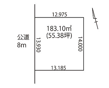間口約13mの整形地で、敷地の使い方を検討しやすいのが魅力。陽当りや通風も確保しやすく、快適に暮らせるお住まいを実現できます。 