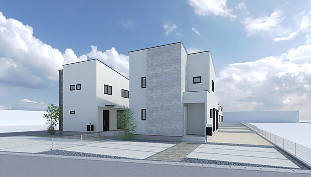 【No.5】グレーを基調とした、シンプルなフラットデザインの邸宅
来客時にも余裕の、お車4台駐車可能なパーキングスペースを設けております。