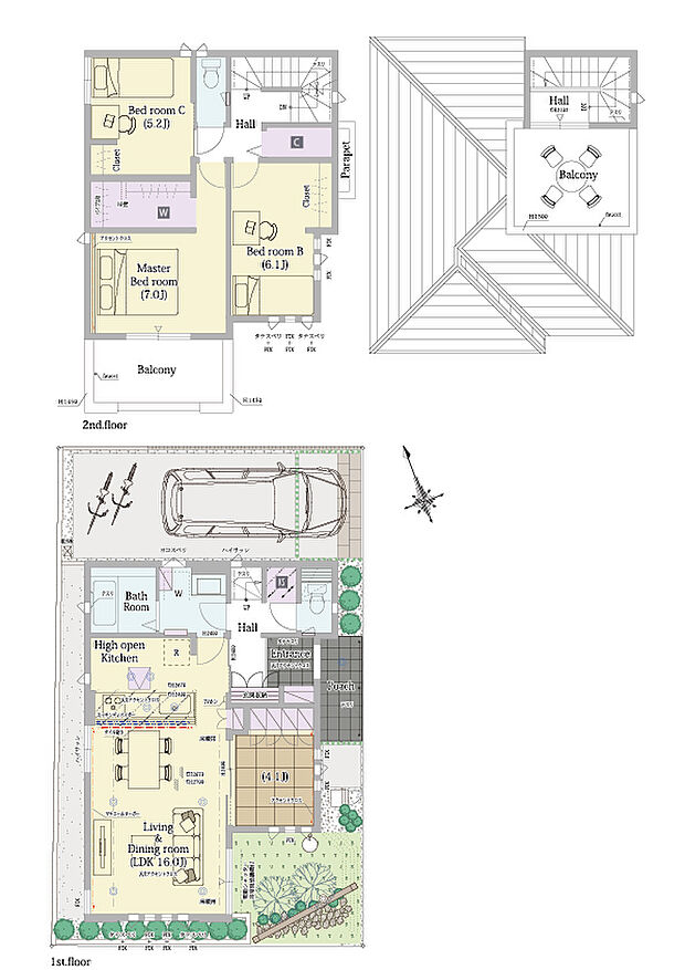 【4LDK】4LDK+ウォークインクロゼット+シューズクローク+ファミリーステーション

■敷地面積：102.50m2(31.00坪)
■建物面積：  98.68m2(29.74坪)
■１階面積：  49.63m2(14.93坪)
■２階面積：  44.09m2(13.31坪)
■塔屋面積：    4.96m2( 1.50坪)