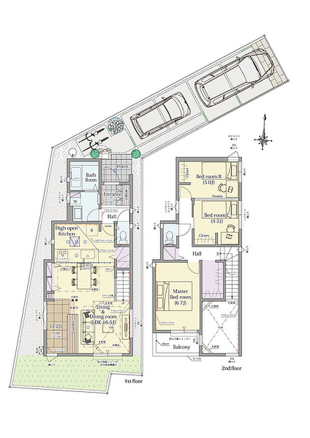 【3LDK】3LDK+小上がりラウンジ+ファミリークロゼット+パントリー
■敷地面積:124.83m2(37.76坪)
■建物面積: 88.77m2(26.98坪)
■1階面積: 48.44m2(14.62坪)
■2階面積: 40.33m2(12.06坪)
