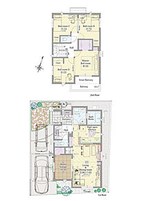 4LDK+ウォークインクロゼット+パントリー+ファミリーステーション

■敷地面積：115.73m2(35.00坪)
■建物面積：104.74m2(30.74坪)
■１階面積：  53.61m2(16.18坪)
■２階面積：  51.13m2(14.56坪) 