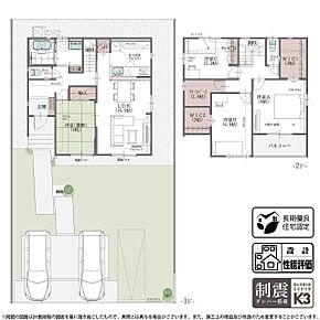 【2号棟プラン】2つのウォークインクローゼットに加え、大型のフリースペースを確保。季節用品や趣味の道具まで収納しやすく、居住空間をすっきり保てます。 