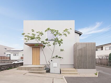 緑が映える、シンプルで上質な外観